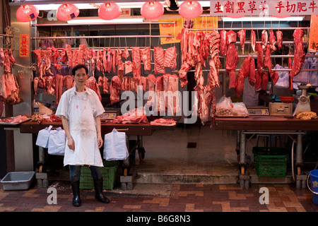 Butcher´s-Shop in Wan Chai, Hong Kong, China Stockfoto