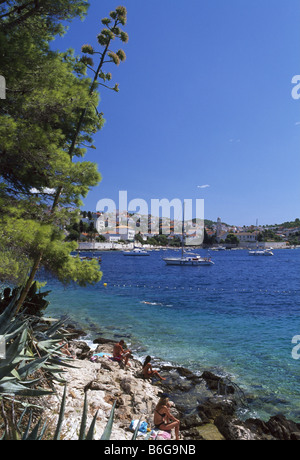 Stadt Hvar Insel Hvar Dalmatien Kroatien Stockfoto