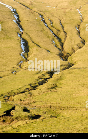 Ein Blick auf Hügel Streamfeeder im Einzugsgebiet auf Middleton fiel am Barbondale in Yorkshire Dales Stockfoto