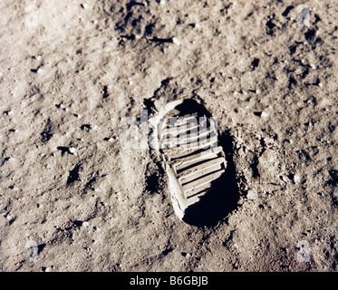 Astronaut Fußabdruck auf dem Mond Stockfoto