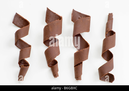 Vier Schokolade Spiralen auf weiß Stockfoto
