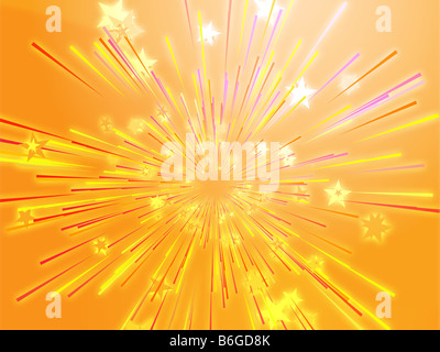 Zentralen platzen Explosion der dynamischen fliegenden Sternen abstract illustration Stockfoto