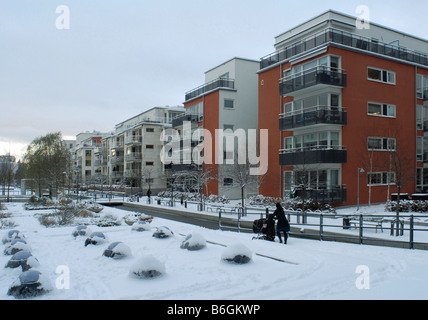 Hammarby Sjöstad Bezirk von Stockholm in Schweden, wo Gebäude für hohe Umweltstandards gebaut wurden Stockfoto