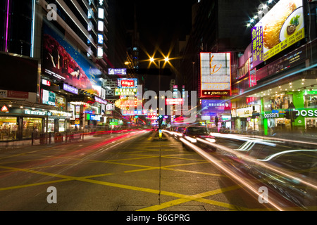 Nathan Road, Hong Kong bei Nacht Stockfoto