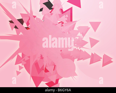 Explosion der geometrischen Formen abstrakte gerenderte Darstellung Stockfoto