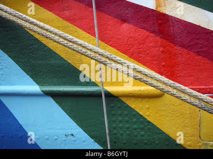 Detail, Ankern in London Greenpeace-Schiff Rainbow Warrior II Stockfoto