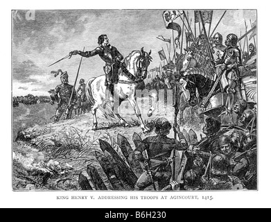 King Henry V Adressierung seine Truppen bei Agincourt 1415 19. Jahrhundert Illustration Stockfoto