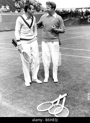 FRED PERRY auf der linken Seite und Donald Budge - Tennisspieler Stockfoto