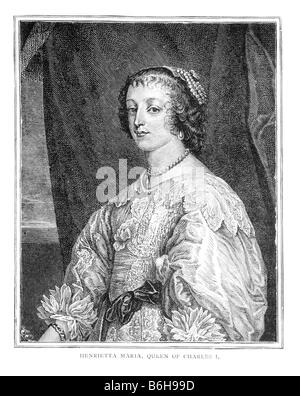 Henrietta Maria Königin von König Charles ich 19. Jahrhundert Illustration Stockfoto