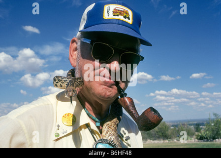 Porträt von der Schlange-Mann eine Dozentin an der Living Desert Zoo und Gärten in Carlsbad, New Mexico, gab Vorlesungen über Reptilien Stockfoto