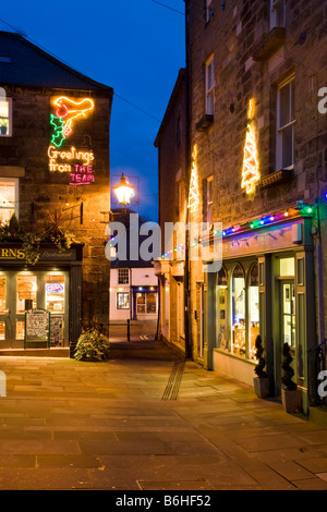 Paikes Straße in Alnwick führt vom mittelalterlichen Marktplatz, Narrowgate, Northumberland, England Stockfoto