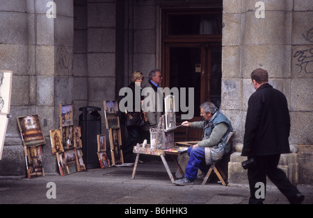 Streetart-Künstler bei der Arbeit im Plaza Mayor, Madrid, Spanien Stockfoto