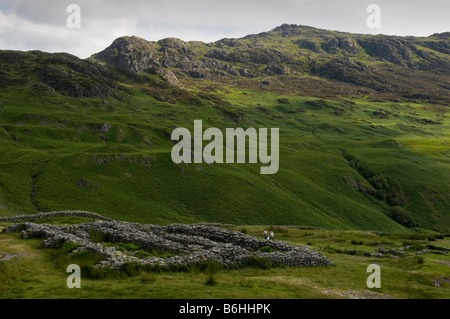 Hardknott Pass und römischen Festung im englischen Lake District. Stockfoto