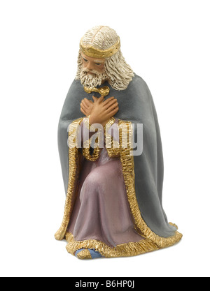 Krippe Figuren Melchor König Stockfoto