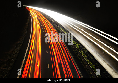 Autobahn, Nacht, Verkehr, Trail, Lichter, Autos, schnellen, beweglichen