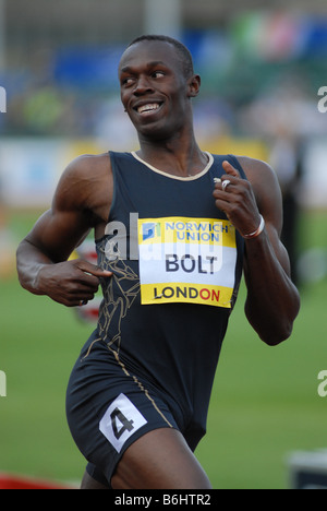 NORWICH UNION LONDON GRAND PRIX Leichtathletik KRISTALLPALAST 3. August 2007 Usain BOLT Marmelade Stockfoto