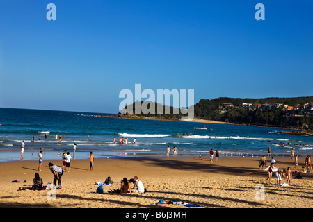 Menschen auf Sand und Strand Manly Beach in New South Wales, Australien Stockfoto