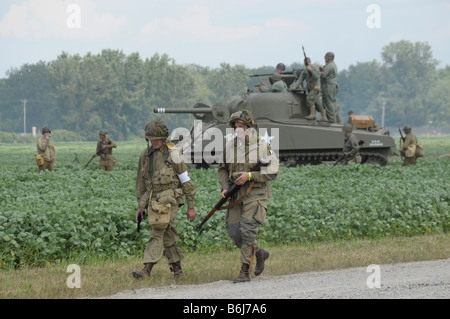 Dem zweiten Weltkrieg Reenactment in Bellville, Michigan Stockfoto
