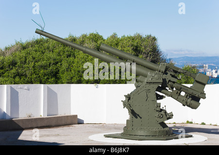 Gibraltar 3 7 Zoll zweiten Weltkrieg anti-Aircraft Waffe auf Napier of Magdala Batterie Rosia Bay Stockfoto