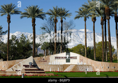 Eingang zum Indian Wells Golf Resort in der Nähe von Palm Springs Kalifornien Stockfoto