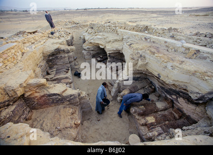 Ägypten, Grab 54 Ausgrabung, Oase Bahariya, Tal der goldenen Mumien Stockfoto