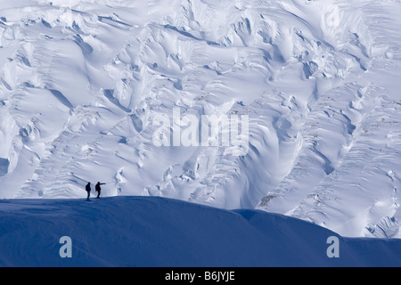 Skifahrer auf dem Gletscher Argentiere, Chamonix, Frankreich Stockfoto