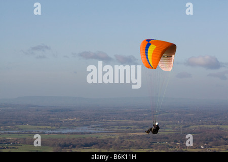 Paragliding South Downs East Sussex UK winter Stockfoto