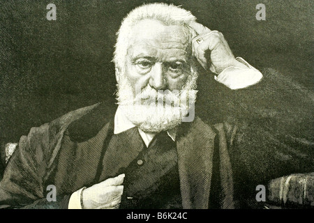 Victor Hugo 1802-1885. Berühmte französische Schriftsteller. Antike Darstellung. 1885. Stockfoto
