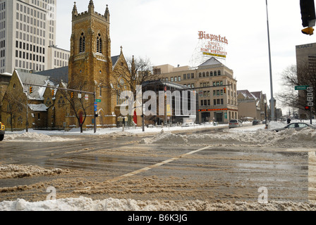 Winter-Schnee-Sturm in der Innenstadt von Columbus Ohio Februar 2008 Stockfoto