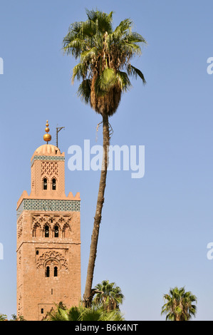 Minarett der Koutoubia-Moschee, Marrakesch, Marokko, Afrika Stockfoto