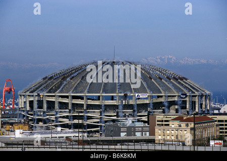 Kingdome Sportarena Implosion verkabelt mit Sprengstoff für Implosion um 8.30 bereit bin 26. März 2000 Seattle Washington Stockfoto