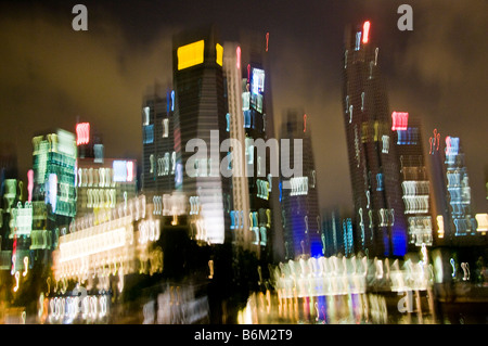Stadtansicht von downtown Singapur Skyline bei Nacht Stockfoto