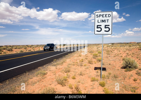 Verkehrszeichen Höchstgeschwindigkeit 55, USA Stockfoto