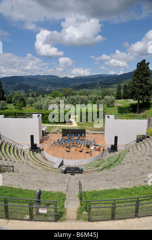 Römisches Theater als modernes Open-Air-Theater. Fiesole, Florenz, Italien. Stockfoto