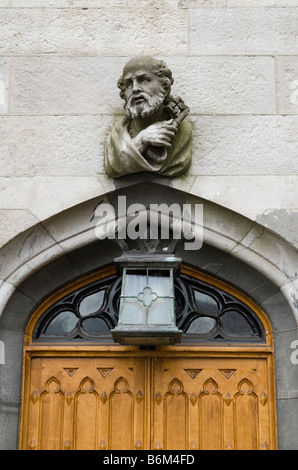 Geschnitzten Kopf über der Chapel Royal in Dublin Castle, Dublin, Irland Stockfoto