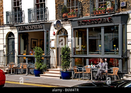 London Knightsbridge Beauchamp Place, einer der einzigartigsten und berühmten Straßen der Welt. Cafe restaurant Stockfoto