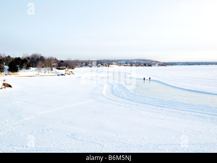 Eine schöne skating Pfad auf See Ramsey,, Sudbury Ontario Stockfoto