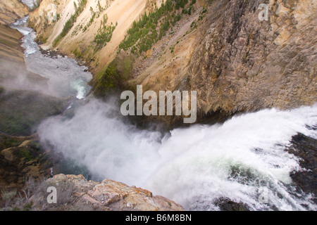 YELLOWSTONE-Nationalpark WYOMING USA - Rand des Wasserfalls auf dem Yellowstone River im Grand Canyon des Yellowstone. Stockfoto