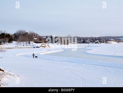 Eine schöne skating Pfad auf See Ramsey,, Sudbury Ontario Stockfoto