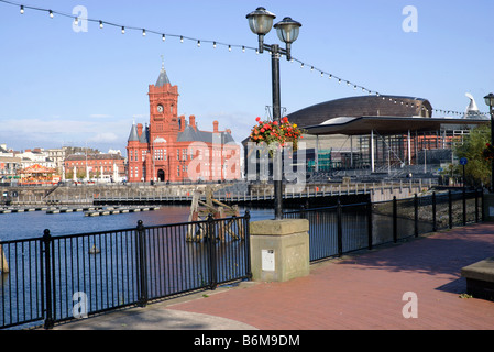 Pierhead Gebäude und Nationalversammlung Senedd wales Cardiff Bucht Cardiff Süden Stockfoto