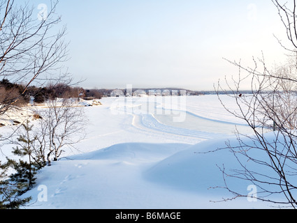 Eine schöne skating Pfad auf See Ramsey,, Sudbury Ontario Stockfoto