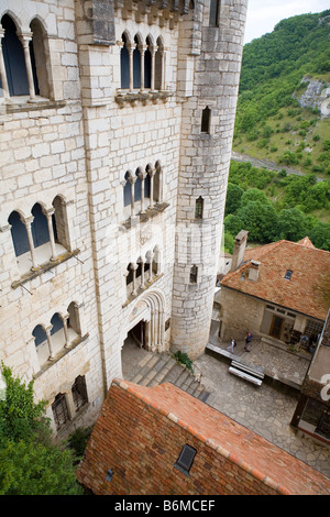 Blick ins Tal von der oberen Ebene von Rocamadour Stockfoto