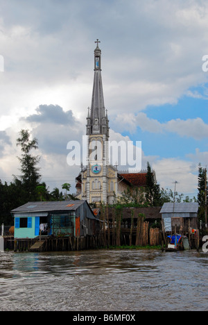 Katholische Kirche, Stadt von Cai Be, Mekong Delta, Vietnam Stockfoto