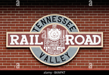 Zeichen für die Tennessee Valley Railroad Museum in Chattanooga, Tennessee Stockfoto