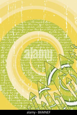 Vektor-Illustration eines Retro-Hintergrund mit Strudeln und Spiralen und Pfeile in der Ecke-Poesie-Thema mit Texthintergrund Stockfoto