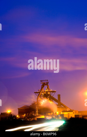 Corus Stahlwerke Redcar Teesside in der Nacht Stockfoto