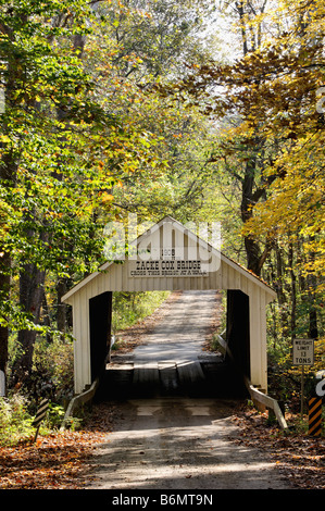 Die Zacke Cox bedeckt Brücke im Parke County Indiana Stockfoto