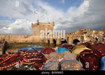 Fischernetze in Essaouira, Marokko Nordafrika Stockfoto