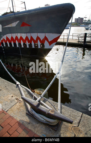 Alte u-Boot angedockt vor der National Aquarium in den inneren Hafen in der Innenstadt von Baltimore Maryland Stockfoto