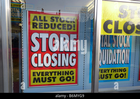 Shop Verkauf Poster Schließung Stockfoto